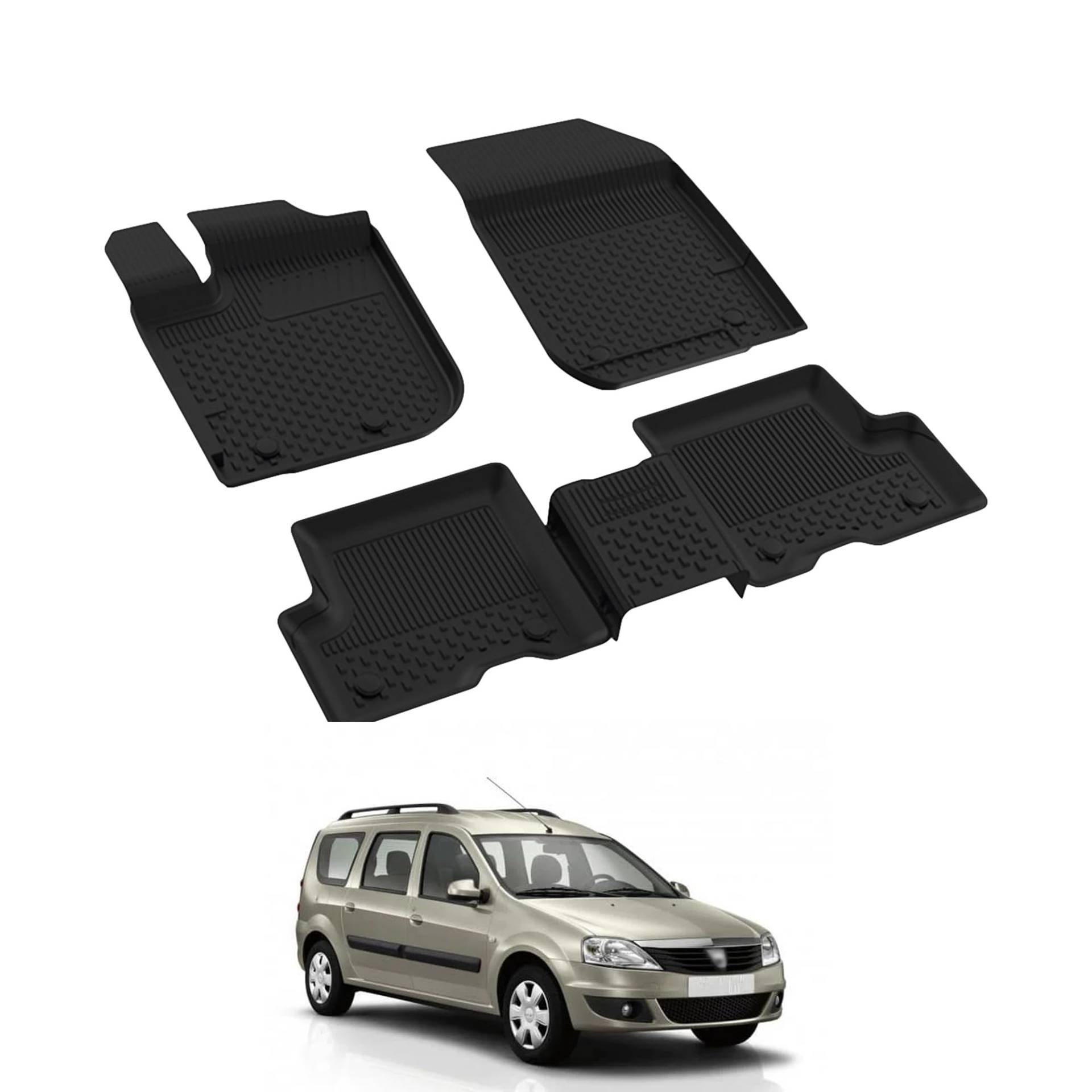 Auto Fußmatten Kompatibel mit Dacia Logan Limo/Kombi 2004-2012 Geruchlos 4.5D Passform Allwetter Automatten 5 TLG | Antirutschmatte Hoher Rand Gummimatten Schwarz Fussmatten Vorne Hinten Autoteppich von noxx