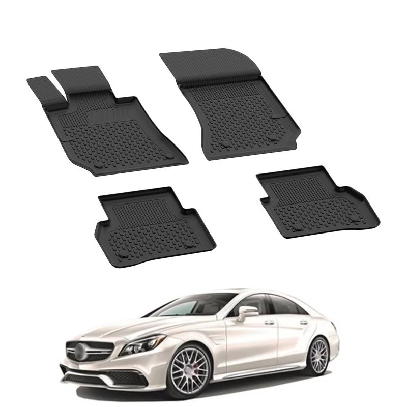 Auto Fußmatten Kompatibel mit Mercedes CLS Coupé C218 2011-2018 Geruchlos 4.5D Passform Allwetter Automatten 4 TLG | Antirutschmatte Hoher Rand Gummimatten Schwarz Fussmatten Vorne Hinten Autoteppich von noxx