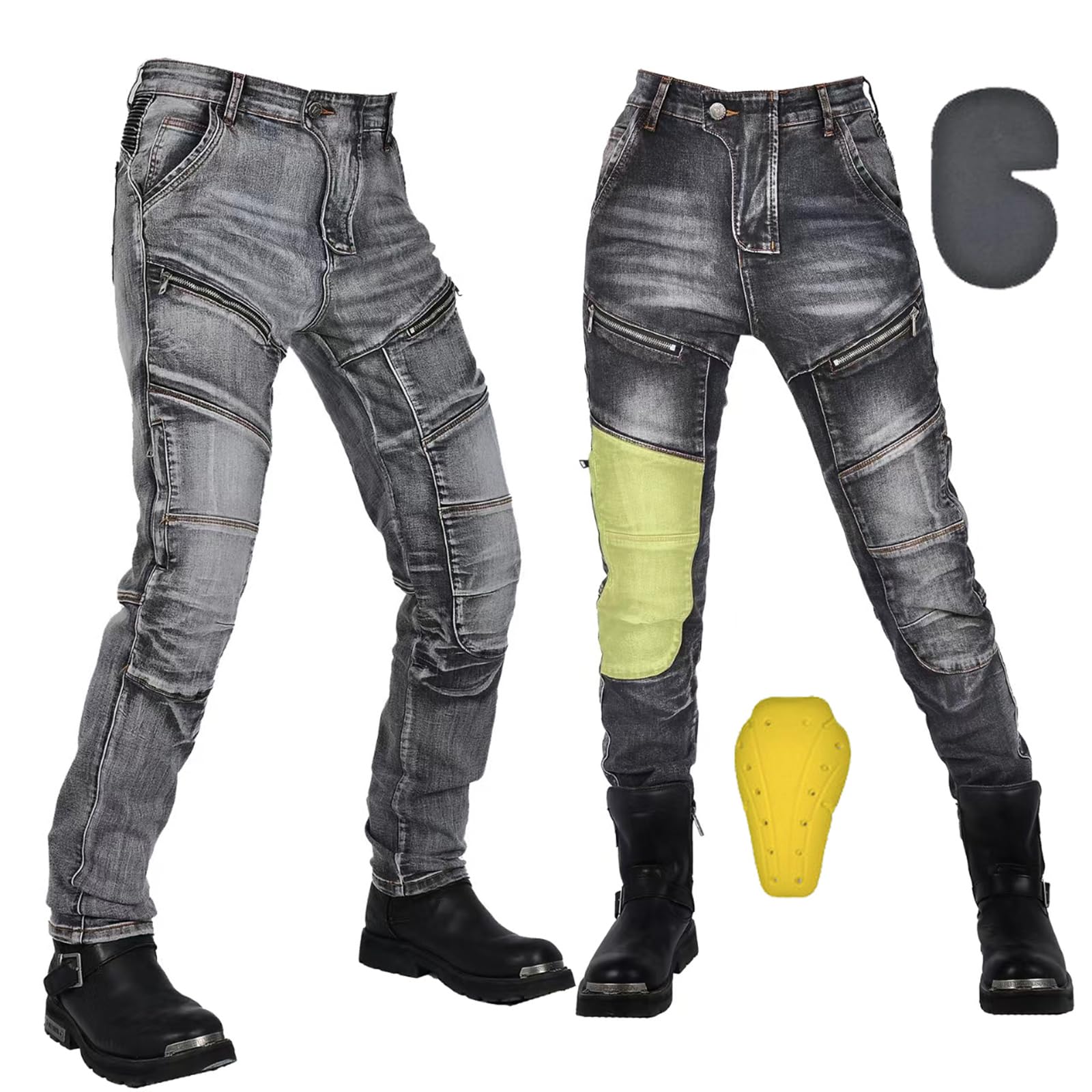 oFzimTo Motorradhose Herren/Damen, Aramid-Gewebe Stretch Jeans Hosen Herren/Damen, Motorrad Hosen mit Protektoren von oFzimTo