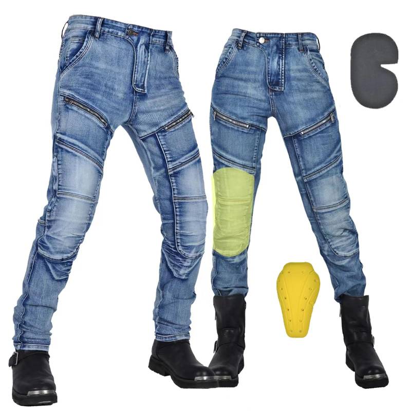 oFzimTo Motorradhose Herren/Damen, Aramid-Gewebe Stretch Jeans Hosen Herren/Damen, Motorrad Hosen mit Protektoren von oFzimTo