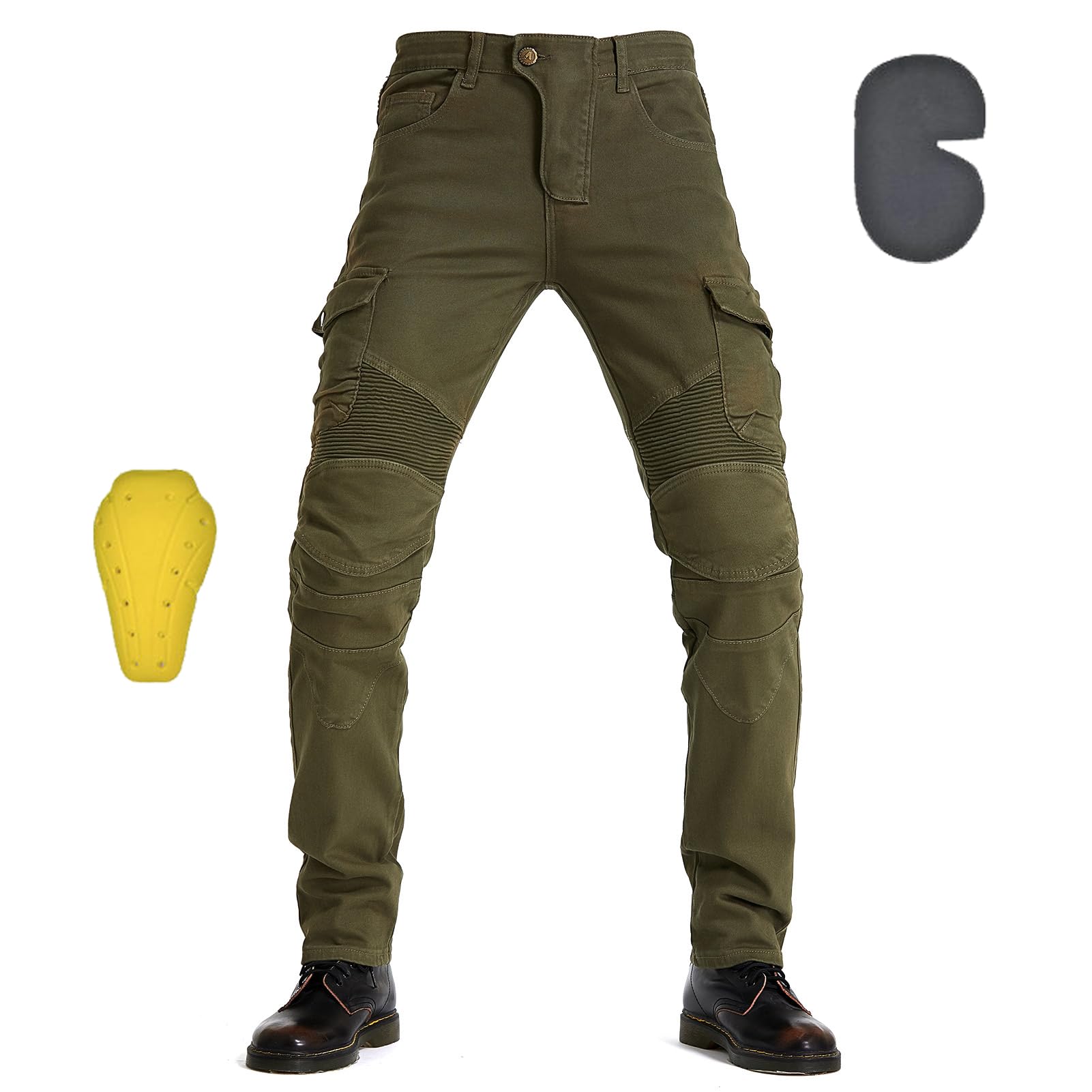 oFzimTo Motorradhose Herren mit Protektoren, Motorrad Jeans Herren, Klassisch Motorrad Hosen Herren, für Winter und Sommer Geeignet (ArmyGreen,XXS) von oFzimTo