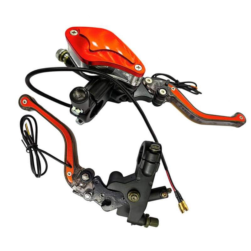 omiinitio Motorradbremsenkupplungen Pumpen Hebel Hebel Doppelhydraulischer Hauptzylinder Set Mit LED Sicherheitsleuchten Aftermarket Motorradteil von omiinitio