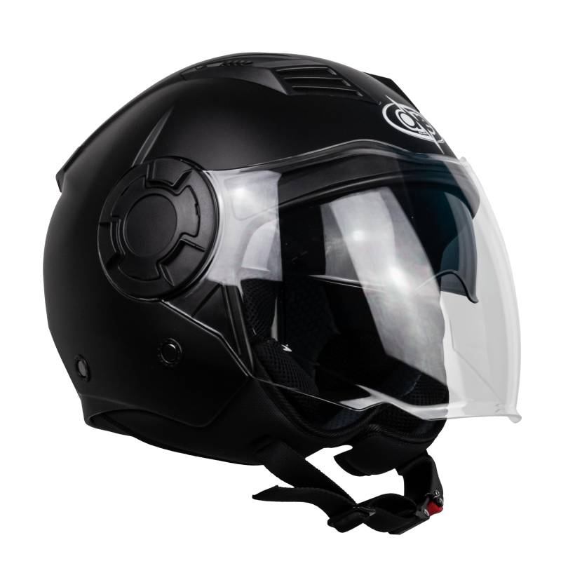 one By Camamoto | Alfa 2.0 Jet-/Demi-Jet-Helm für Motorräder und Motorroller, Mattschwarz, Doppelvisier, ECE R22-06 Zugelassen, Größe S (55–56 cm) von one