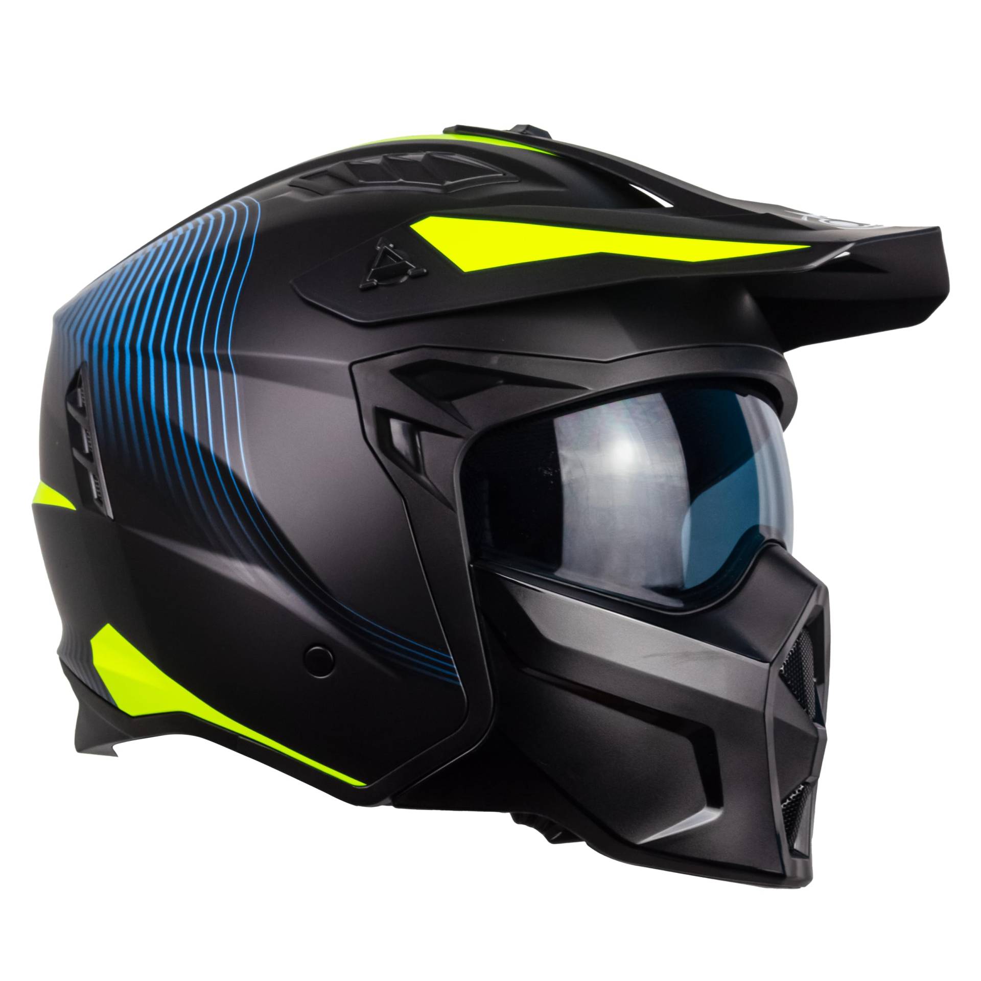 one by Camamoto | Roller- und Motorradhelm, Track Shadow Yellow Jet, Mattschwarz – Gelb, Integralhelm mit abnehmbarem Kinnschutz, ECE R22-06-Zulassung, Größe M (57–58 cm) von one