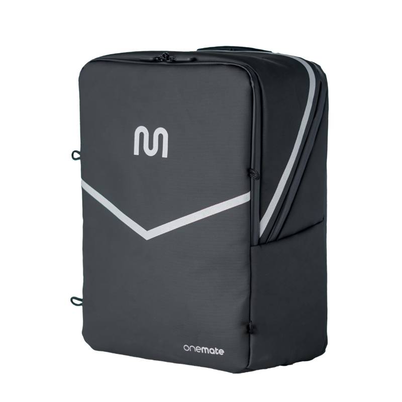 onemate - 2in1 Fahrradtasche schwarz für Gepäckträger wasserdicht & reflektierend - Unisex Gepäckträgertasche 19L mit verstaubarem Tragesystem - Fahrradtasche Rucksack mit 16" Laptopfach (Jet Black) von onemate