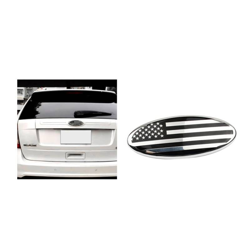 ontto 1 Stück 14.5cm Amerikanische Flagge Frontgrill Hinten Heckklappe Emblem Aufkleber Passt für Ford F150 F250 Explorer Edge Ranger Focus Ecosport Abzeichen Namensschild Emblem Logo Zubehör Silber von ontto