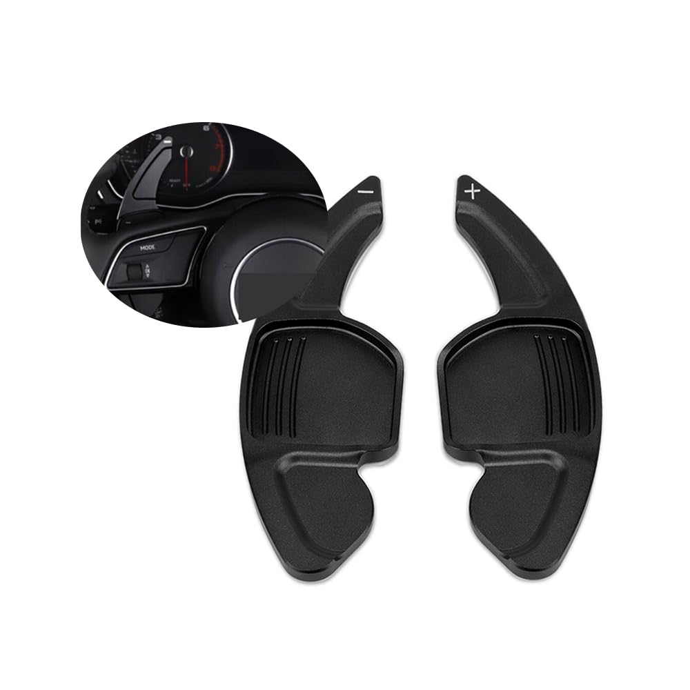 ontto 2 Stück Lenkrad Schaltwippen Verlängerung Schaltpaddel Passt für Audi A3 A4 B8 A4L A5 A6 C7 A7 A8 Q3 Q5 Q7 TT S3 S4 S6 R8 2013-2016 Metall Paddle Shifter Extensions Innendekoration-Schwarz von ontto