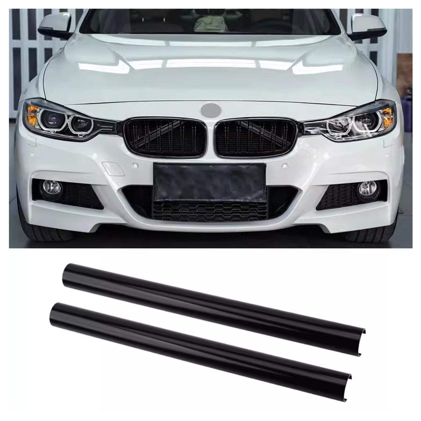 ontto 2 Stücke Auto Frontgrill Einsatz Streifen Kühlergrill Einsätze Zierleiste Passt für BMW X3 F25 G01 X4 F26 G02 X5 E70 F15 F85 G05 X6 F16 F86 X7 G07 Auto Grilleinsatz Kühlergrill Streifen-Schwarz von ontto