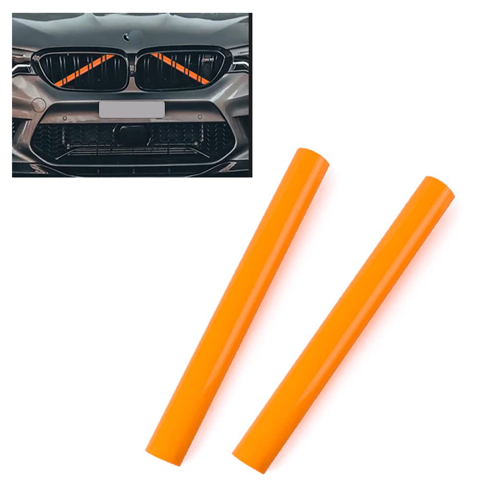 ontto 2PCS Frontgrilleinsatz Zierleisten Passt für BMW E60 F52 Zubehör Sportstil Grillstreifen Frontgrill Streifen Auto Kühlergrill Schnalle Streifen Trim Auto Dekoration-Orange von ontto