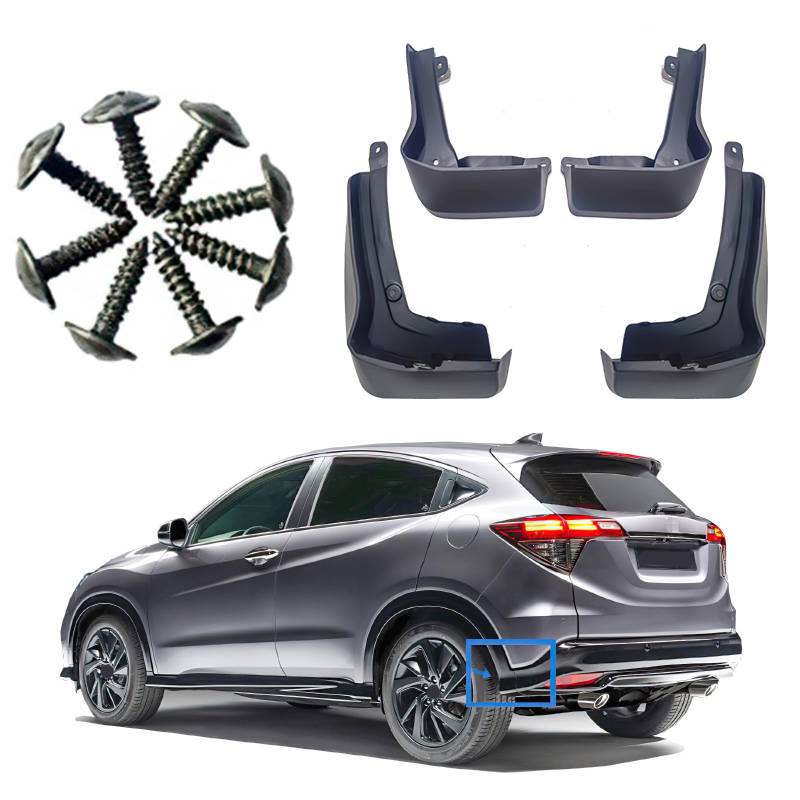 ontto 4 Stück Auto Schmutzfänger aus Kunststoff Spritzschutz Passt für Honda HR-V 2019-2020 Auto-Kotflügel Kotflügelschoner Vorne und Hinten Schutzblech Mudflap Ersatzzubehör Schwarz von ontto