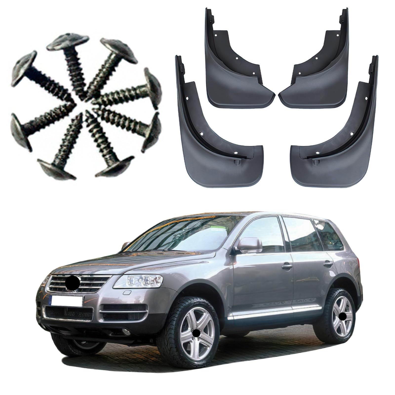 ontto 4 Stück Auto Schmutzfänger aus Kunststoff Spritzschutz Passt für VW Touareg 2006-2010 Auto-Kotflügel Kotflügelschoner Vorne und Hinten Schutzblech Mudflap Ersatzzubehör Schwarz von ontto