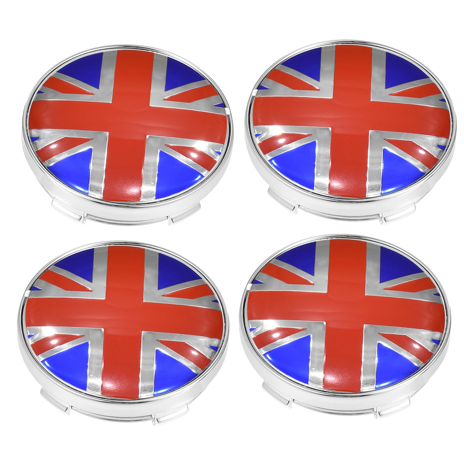 ontto 4 Stück Nabendeckel 60mm Universal Radnabenkappen ABS Radnabenabdeckung Britische Flagge Felgenkappen Ersetzen Passt für VW und Audi Zubehör für Fahrzeug Radnaben (OD 60mm ID 56mm) Silber von ontto