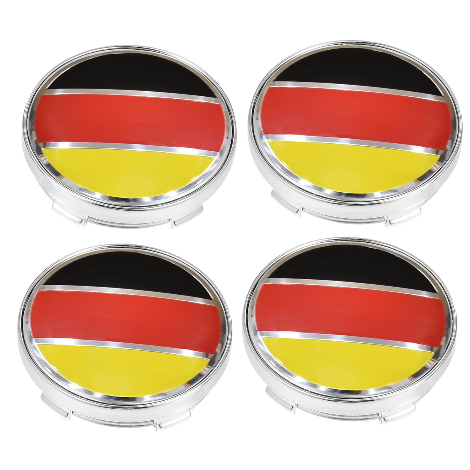 ontto 4 Stück Nabendeckel 60mm Universal Radnabenkappen ABS Radnabenabdeckung Deutsche Flagge Felgenkappen Ersetzen Passt für VW und Audi Zubehör für Fahrzeug Radnaben (OD 60mm ID 56mm) Silber von ontto