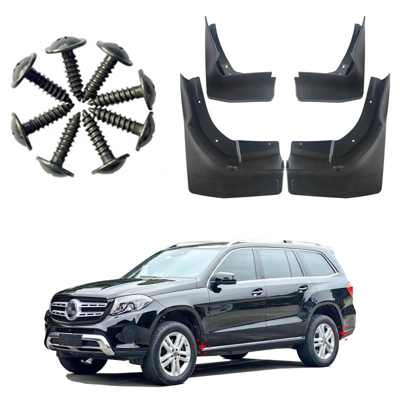 ontto 4 Stück Schmutzfänger Spritzschutz Passt für Mercedes GLS X166 2016~2019 Auto-Kotflügel mit Schraube Dustproof Korrosions Kratzfest Auto Vorne Hinten Schutzblech Mudflap Ersatzzubehör von ontto