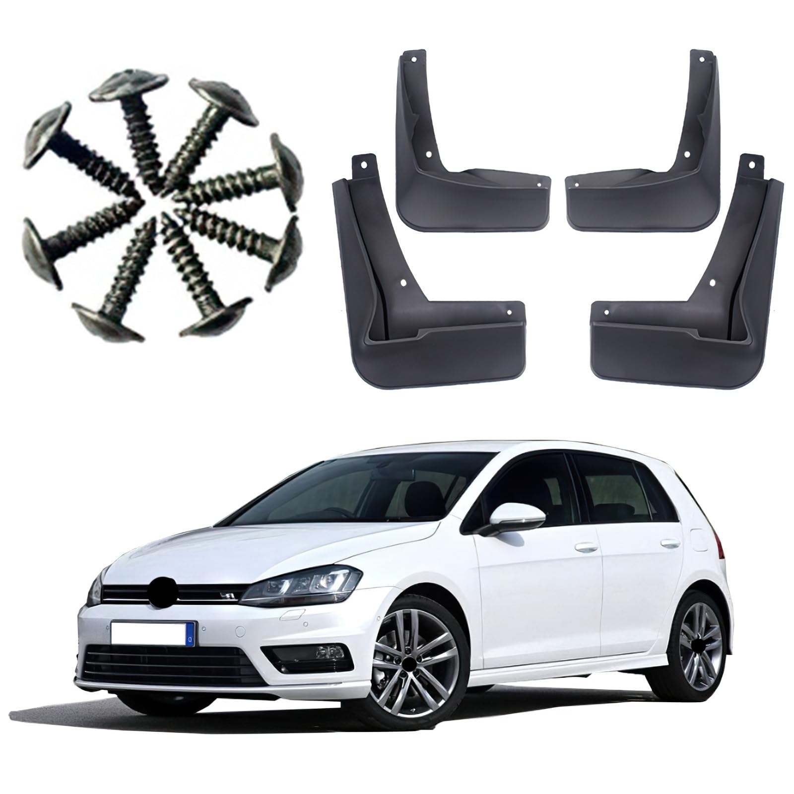 ontto 4 Stück Schmutzfänger Spritzschutz Passt für VW Golf 7 R-line 2013-2016 Auto-Kotflügel mit Schraube Dustproof Kratzfest Korrosions Auto Vorne Hinten Schutzblech Mudflap Ersatzzubehör von ontto