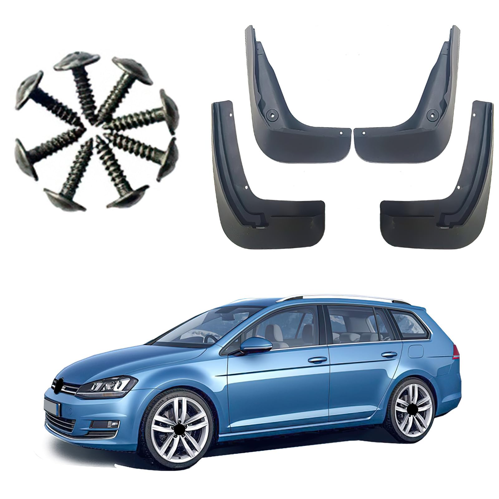 ontto 4 Stück Schmutzfänger Spritzschutz Passt für VW Golf 7 Wagon 2013-2018 Auto-Kotflügel mit Schraube Dustproof Kratzfest Korrosions Auto Vorne Hinten Schutzblech Mudflap Ersatzzubehör von ontto