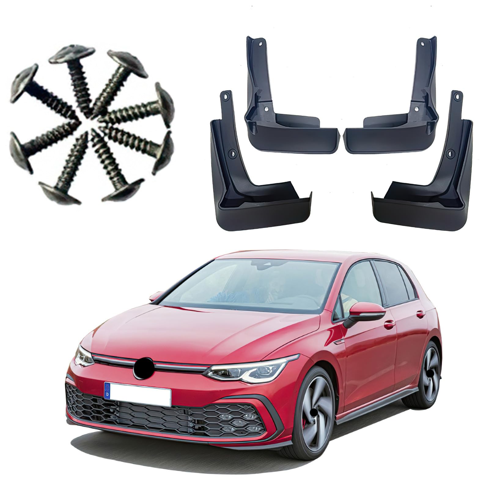 ontto 4 Stück Schmutzfänger Spritzschutz Passt für VW Golf 8 R-line GTI 2020-2024 Auto-Kotflügel mit Schraube Dustproof Kratzfest Korrosions Auto Vorne Hinten Schutzblech Mudflap Ersatzzubehör von ontto