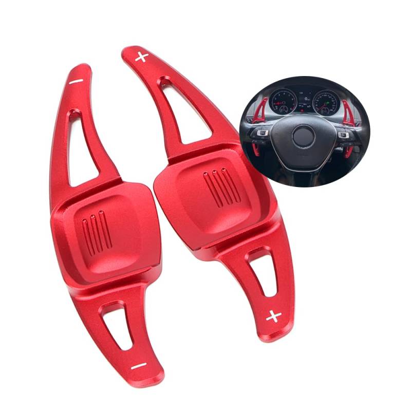 ontto Auto Lenkrad Schaltwippen Verlängerung Schaltpaddel Passt für VW Golf7.5 MK7 Golf 8 MK8 VW Polo MK6 Passat B8 TiguanTouareg Atlas Metall Shift Paddle Shifter Erweiterung Innendekoration-Rot von ontto