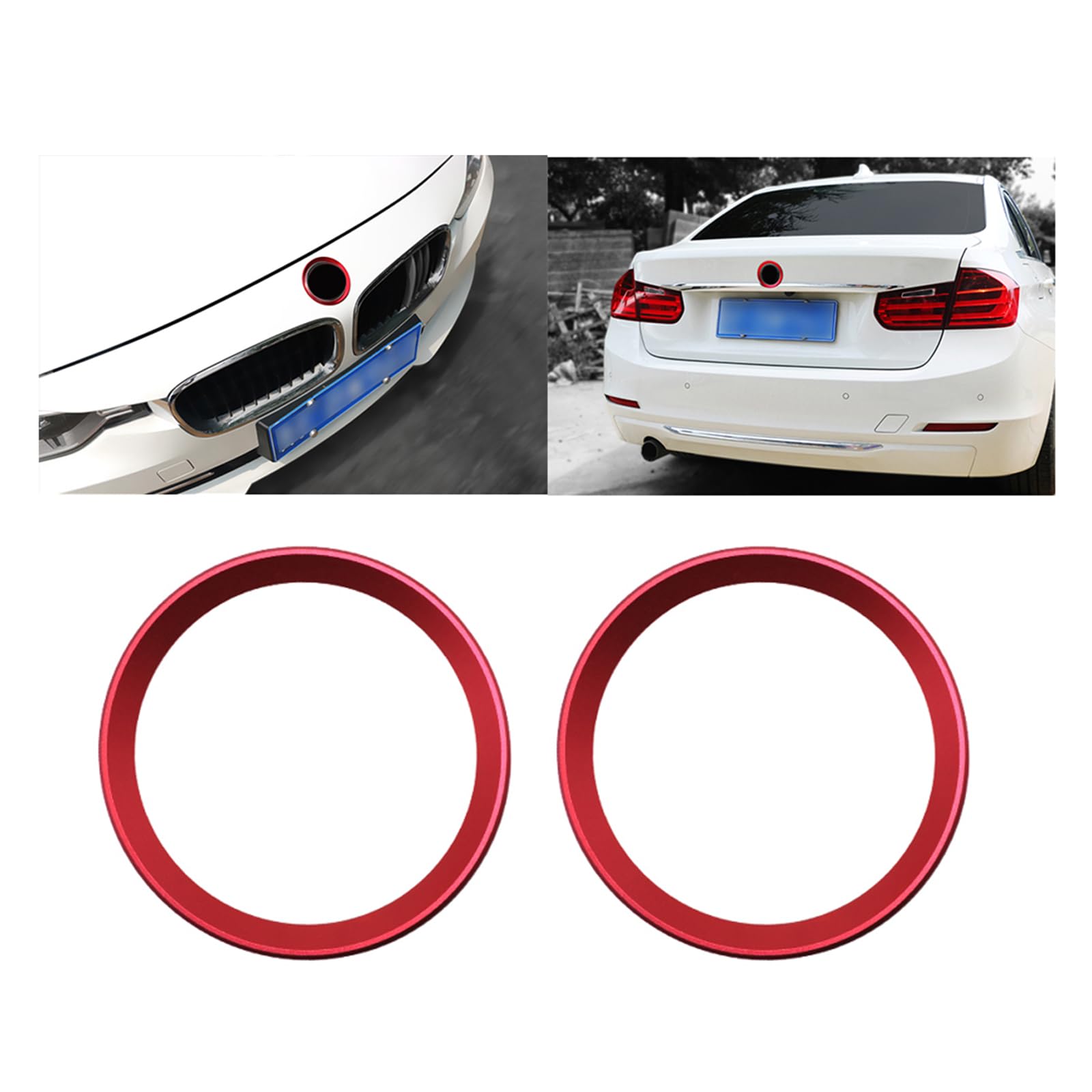 ontto Auto Vorne Hinten Abzeichen Ring Aufkleber Passt für BMW 1er 2er 3er 4er 5er 6er 7er X1 X3 X5 X7 M3 M4 M5 Logo Emblem Dekorative Abdeckung Motorhaube Kofferraum Emblem Dekorativer Ring-Rot von ontto