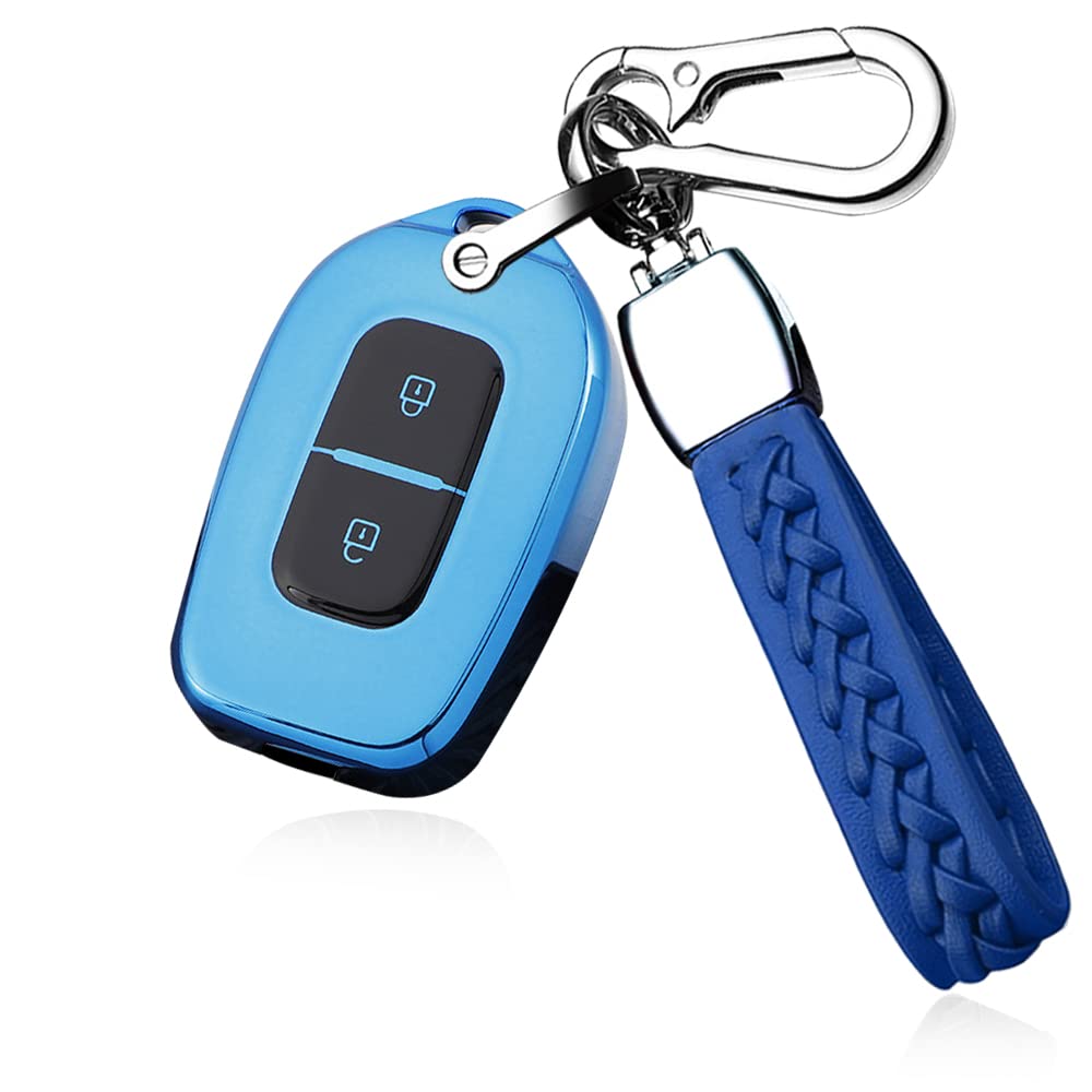 ontto Autoschlüsselgehäuse für Renault Duster Dacia Scenic Master Megane Kwid Symbol Trafic Sandero Logan Key Fob Blau von ontto