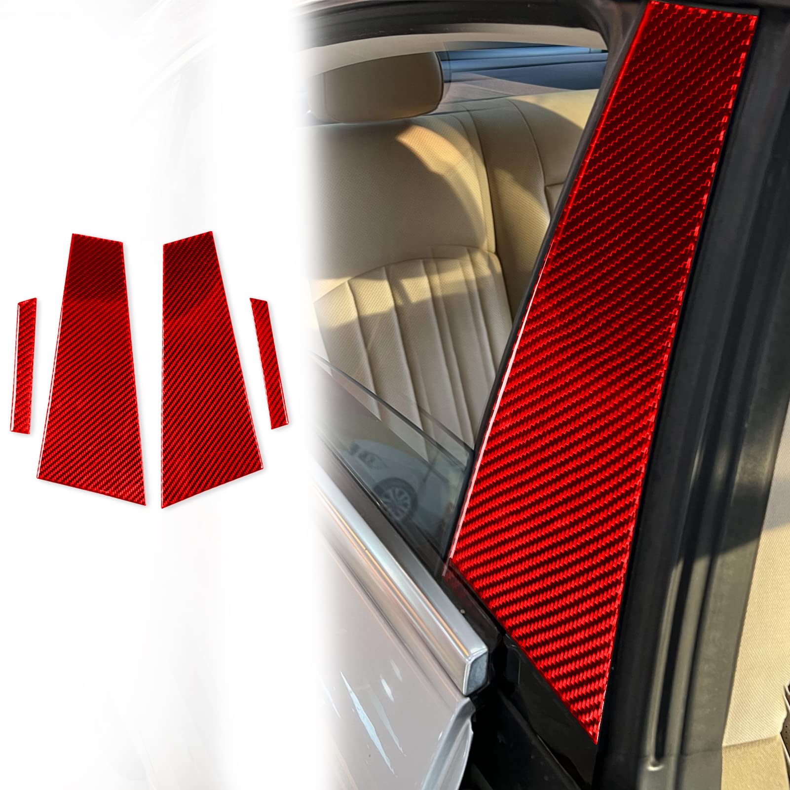 ontto Autozubehör Außenfenster B-Säule Aufkleber Dekorieren Abdeckung Trim Fit für Mercedes-Benz CLS C219 2004-2009 Rot von ontto