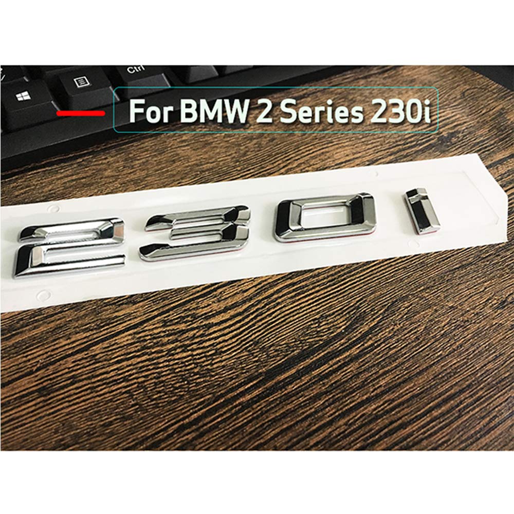 ontto Chrom Silber ABS Auto Nummer Anzahl Buchstaben Wort Kofferraum hinten Emblem Embleme Abzeichen Aufkleber Brief Stamm Deckel für 2 Serie 220i 228i 230i 235i Dekoration Aufkleber BMW 2er 230i von ontto