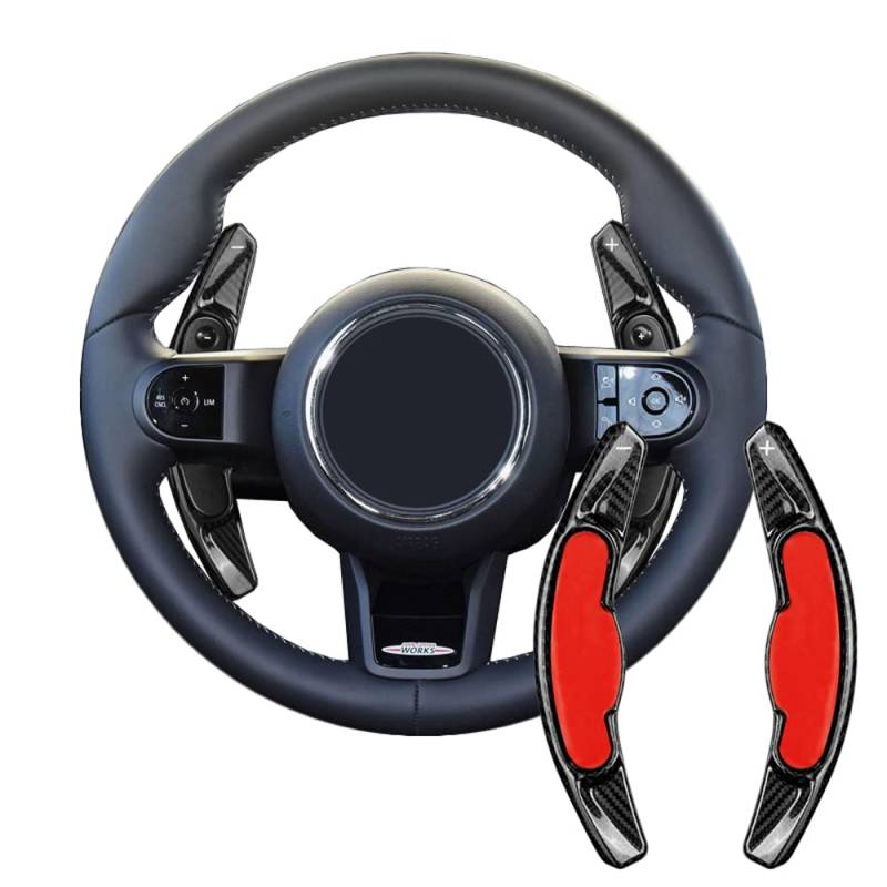 ontto Kohlefaser Lenkrad Schaltpaddel Verlängerung Schaltwippen Passt für MINI Cooper S ONE JCW Cluman MK3 F54 F55 F56 F57 F60 2014-2022 Shift Paddles Extension Selbstklebende Schalthebel Schwarz von ontto