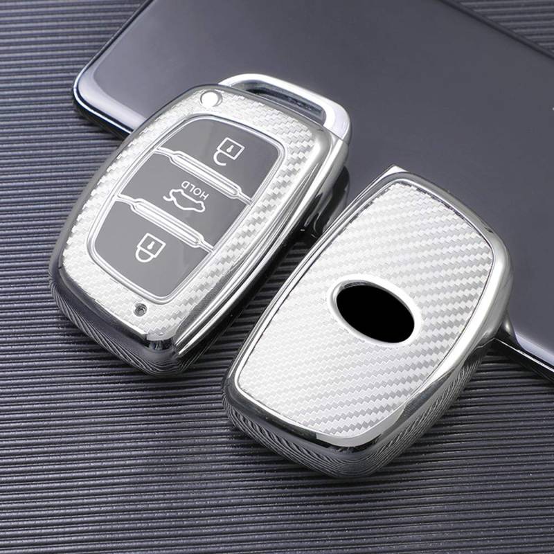 ontto Schlüsselhülle für Hyundai Elantra Mistra Sonata IX25 IX35 Keyless Key Remote Keyless Key Key Cover Soft TPU Schlüsselring Schlüsselhülle Silber von ontto