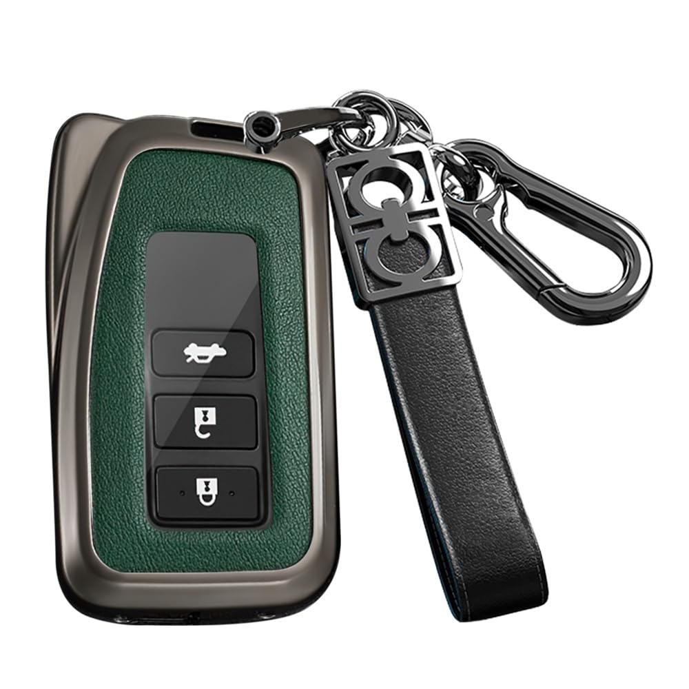 ontto Schlüsselhülle für Lexus Smart Key Fernbedienung, solide Autoschlüsselhülle mit Schlüsselanhänger, intelligente Schlüsselabdeckung, passend für Lexus NX UX GX RX LX GS ES Zubehör, Grün von ontto