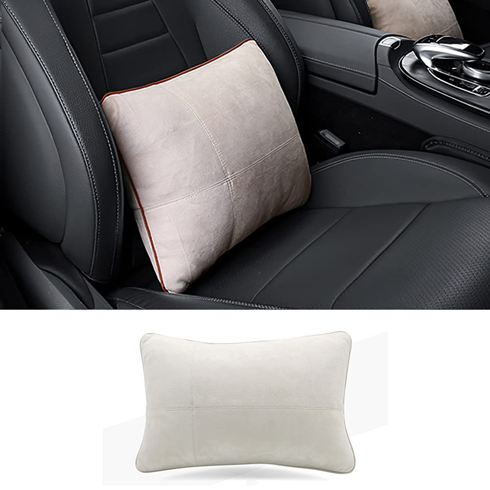 ontto Universal Autositz Rückenkissen Memory Foam Lordosenstütze Lindern Rückenschmerzen Kissen Lordosenstützkissen geeignet für die meisten Fahrzeuge und Bürostuhl 1 Stück-Beige von ontto