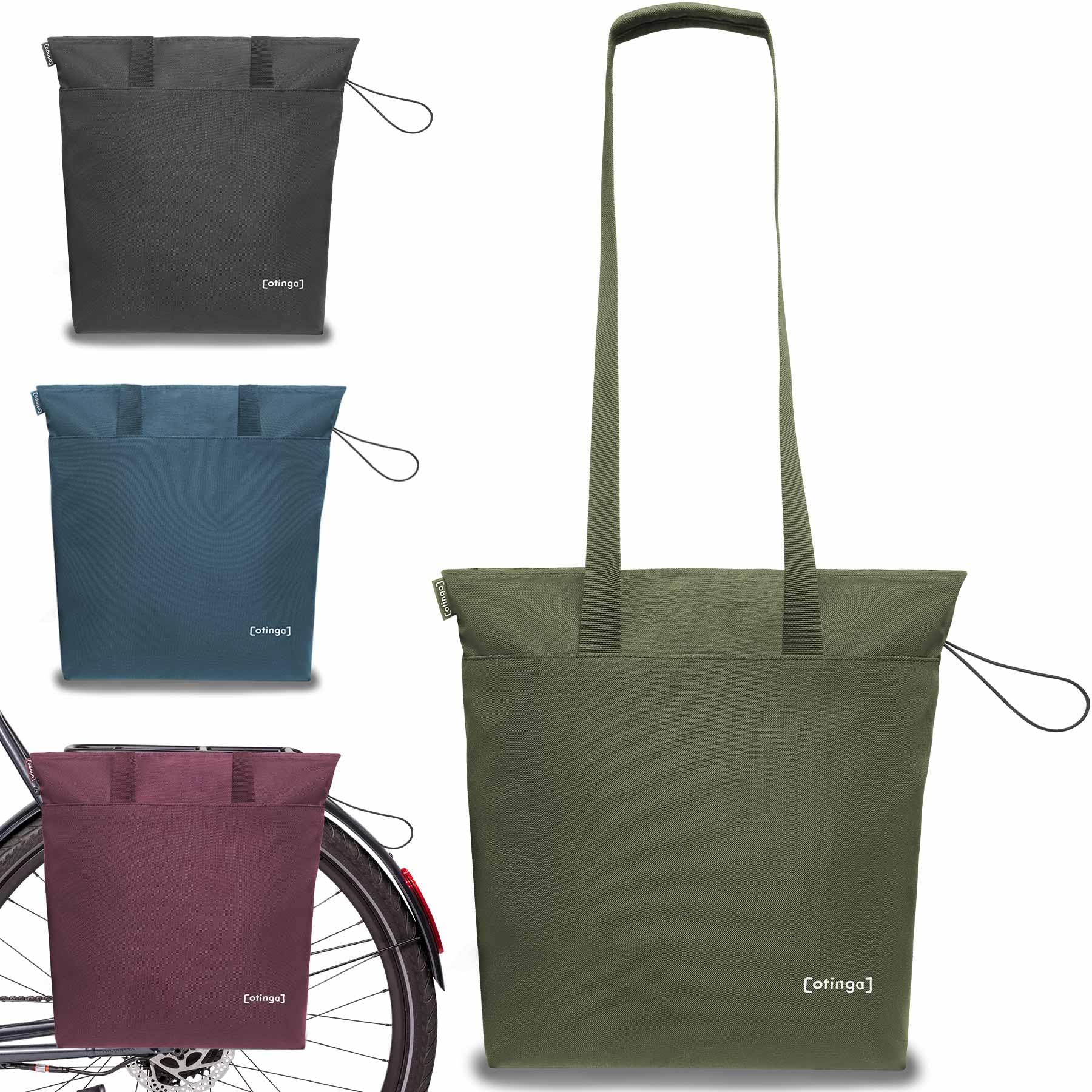 otinga® Shopper Fahrradtasche faltbar [14L Volumen] ideal als Zusatztasche zum Verstauen I Einkaufstasche Fahrrad für jeden Gepäckträger I Extra leichte & Wasserabweisende Fahrradtasche Damen von otinga