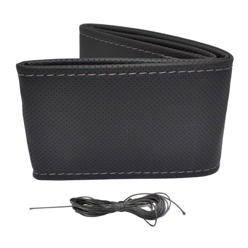 otoM Universeller Lenkradbezug Classic - Schwarz perforiertes PVC Leder + Graue Nähte (Schnürung) von OtoM