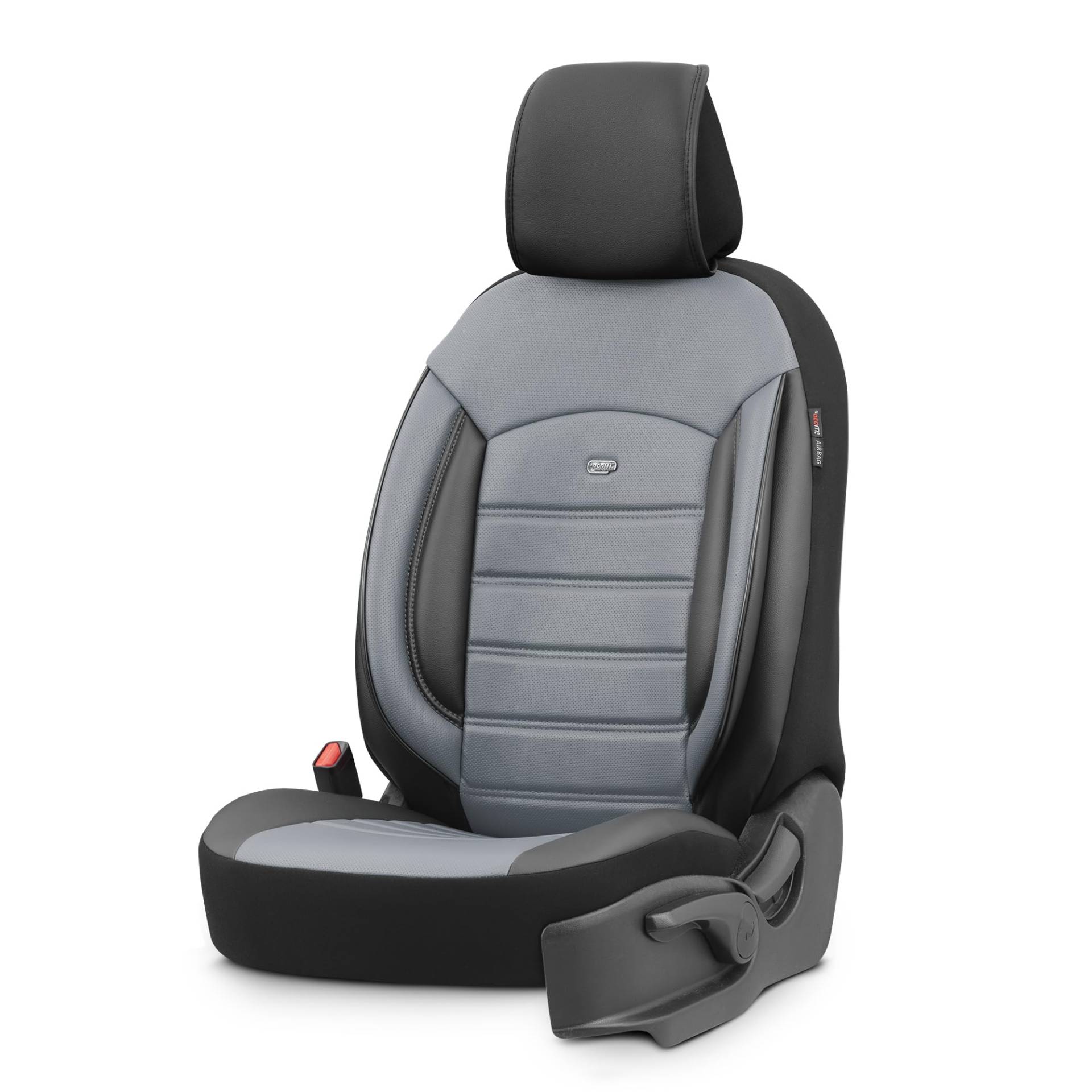 otoM Universelle Voll-Leder Sitzbezüge 'Inspire' Schwarz/Grau - 11-Teilig- - kompatibel mit Side-Airbags von OtoM