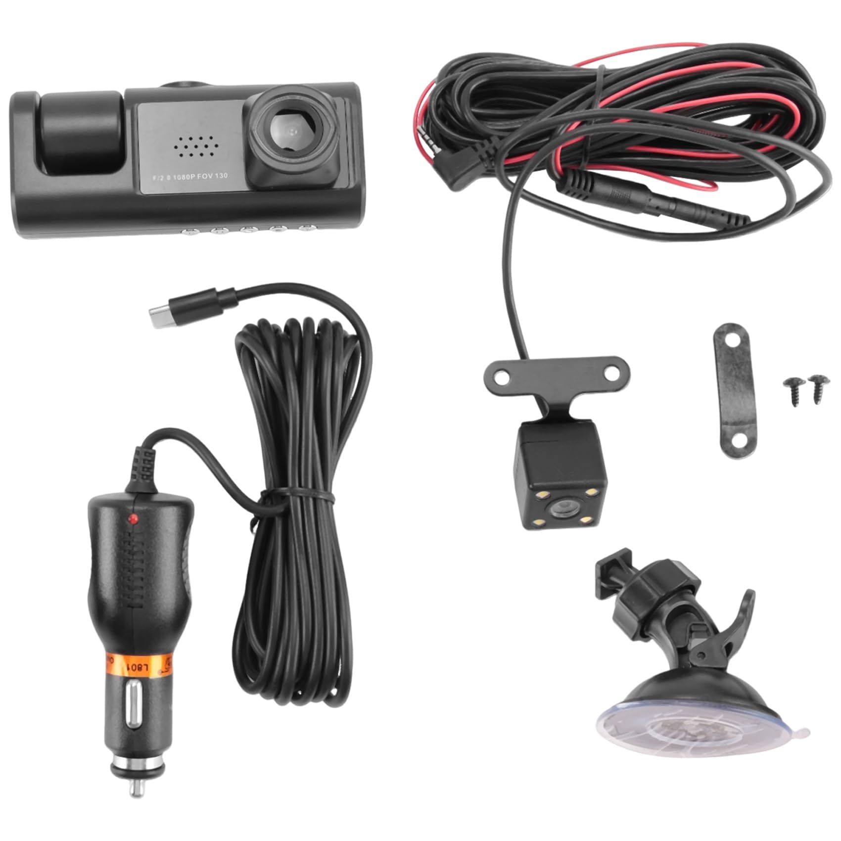 pQirnvIL 3 Kameraobjektiv Auto DVR 3-Kanal Dashcam Vorne und Hinten Innen Dashcam HD 1080P Videorecorder Nachtsicht von pQirnvIL