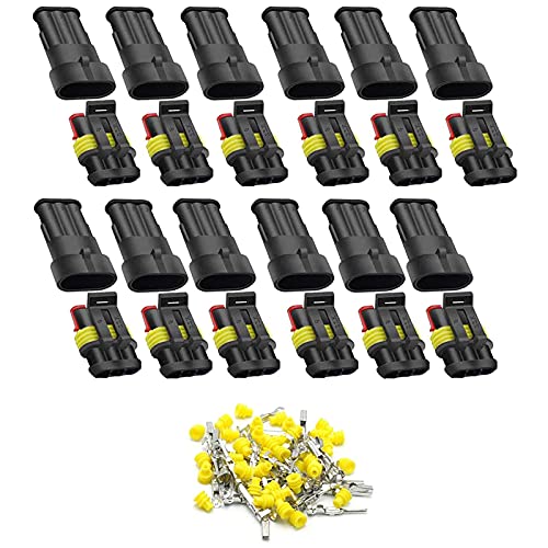 pQirnvIL 3 Pin Weg Wasserdichter Elektrischer Steckverbinder für das Auto, Stecker für Klemmen AnschlüSse der 1,5-Mm Serie für das Auto, (12 Pack) von pQirnvIL