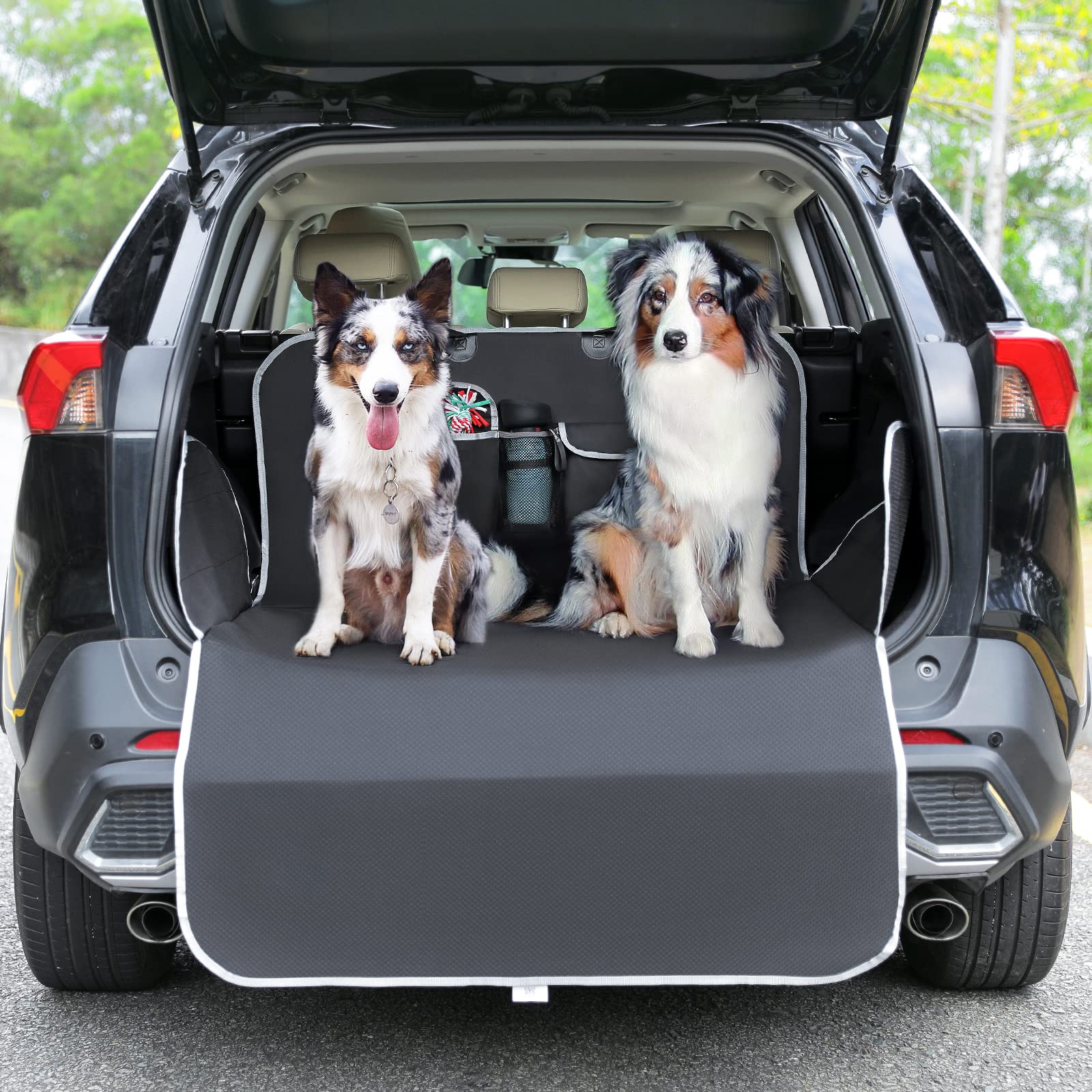 Pecute Hundedecke Auto Kofferraum mit Seitenschutz, Universale Autoschondecke Hund, Kofferraumschutz für Hund, Kratzfeste und Wasserdichte Autodecke Hundematte Auto, Hunde Autositz 102*137cm Schwarz M von pecute