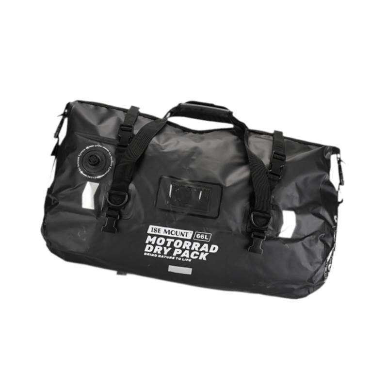 perfk Motorrad-Gepäckträgertasche, Motorrad-Heckträger mit verstellbaren Riemen, Gepäckrolle für Strandreisen, Outdoor-Aktivitäten, Schwarz Und 66l von perfk