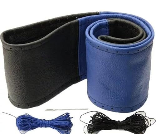 Lenkradbezug schwarz blau echt Leder 37-39 cm zum Schnüren Lenkrad Schoner von phil trade