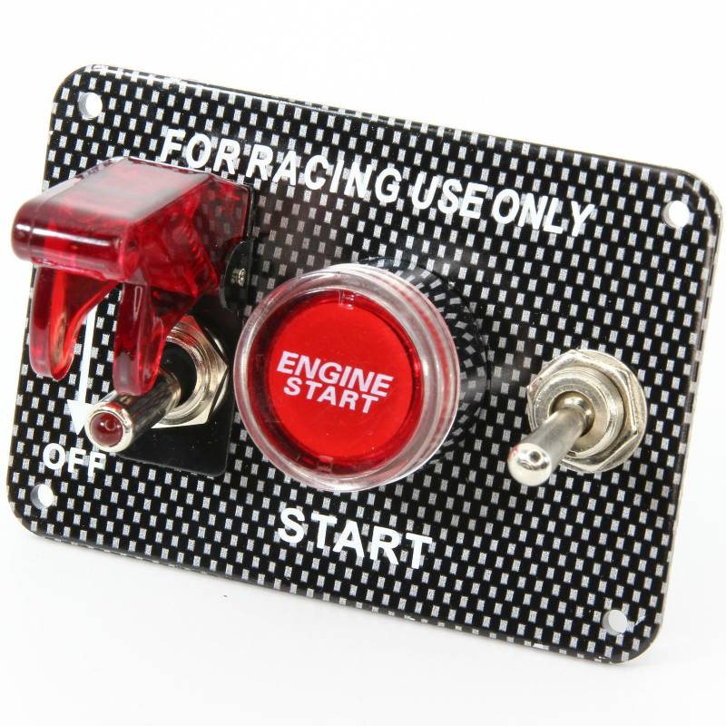 Start Stop Schalter Panel Carbon Racing Knock Out LED beleuchtet rot 12V Relais von phil trade