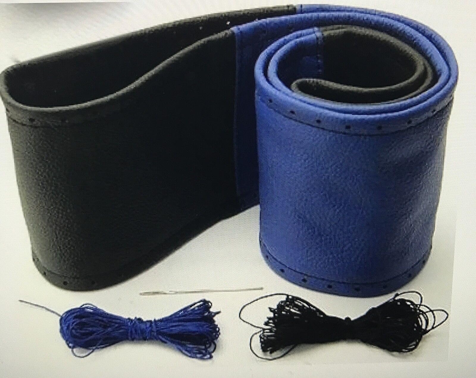 Blau/schwarz Lenkradbezug echt Leder zum Schnüren Lenkrad Schoner 37-39 cm B3 von phil trade