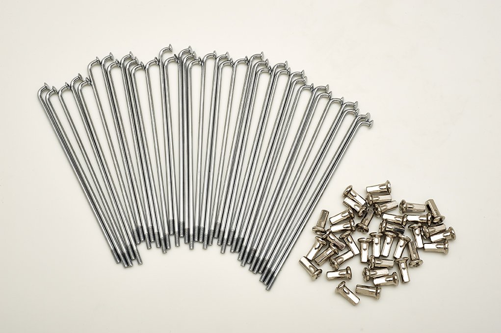 Kit 40 Speichen und Nippel Durchmesser 2,5 mm Länge 165 mm Faltung 90 ° von pirini moto