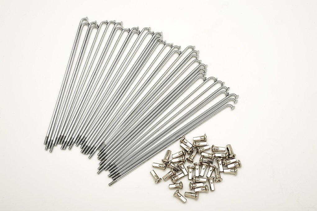 Set mit 40 Speichen und Nippeln Durchmesser 3,0 mm Länge 215 mm Biegung 90° von pirini moto