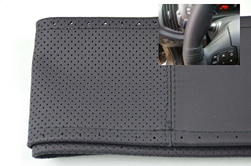 pitshop24de Lenkradschoner Lenkradbezug Lenkradhülle Leder Größe S Ø 35-36 cm PERFORIERT - SCHWARZ von pitshop24de