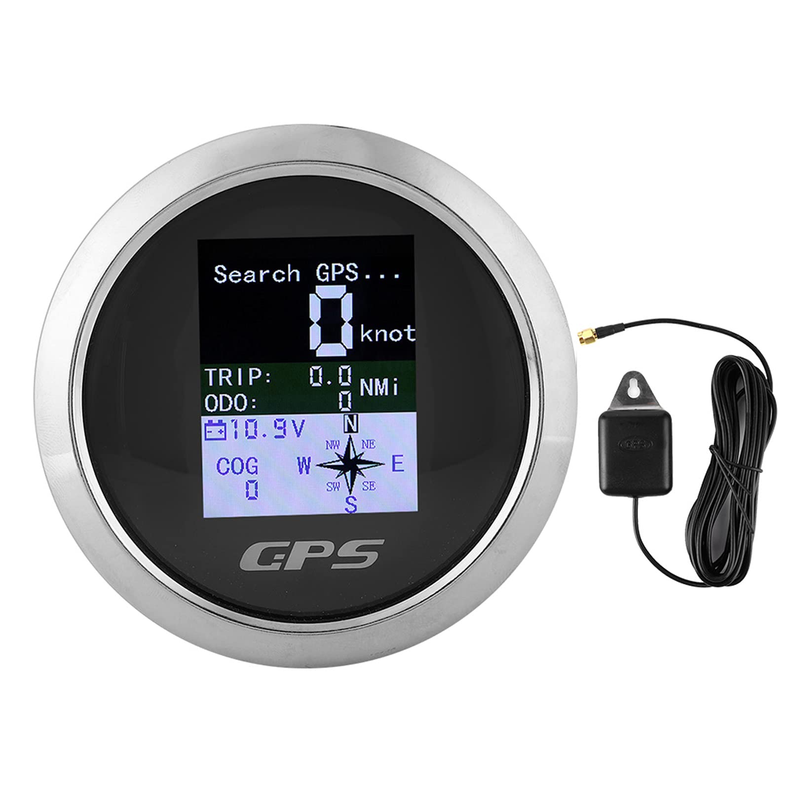 3,3-Zoll-GPS-Tachometer für Auto,Bootstachometer,Tachometeranzeige,Tachometer,GPS-Auto-Bootsingenieur,rostfreie wasserdichte digitale Messgeräte für Schiffe, (Dial black) von plplaaoo