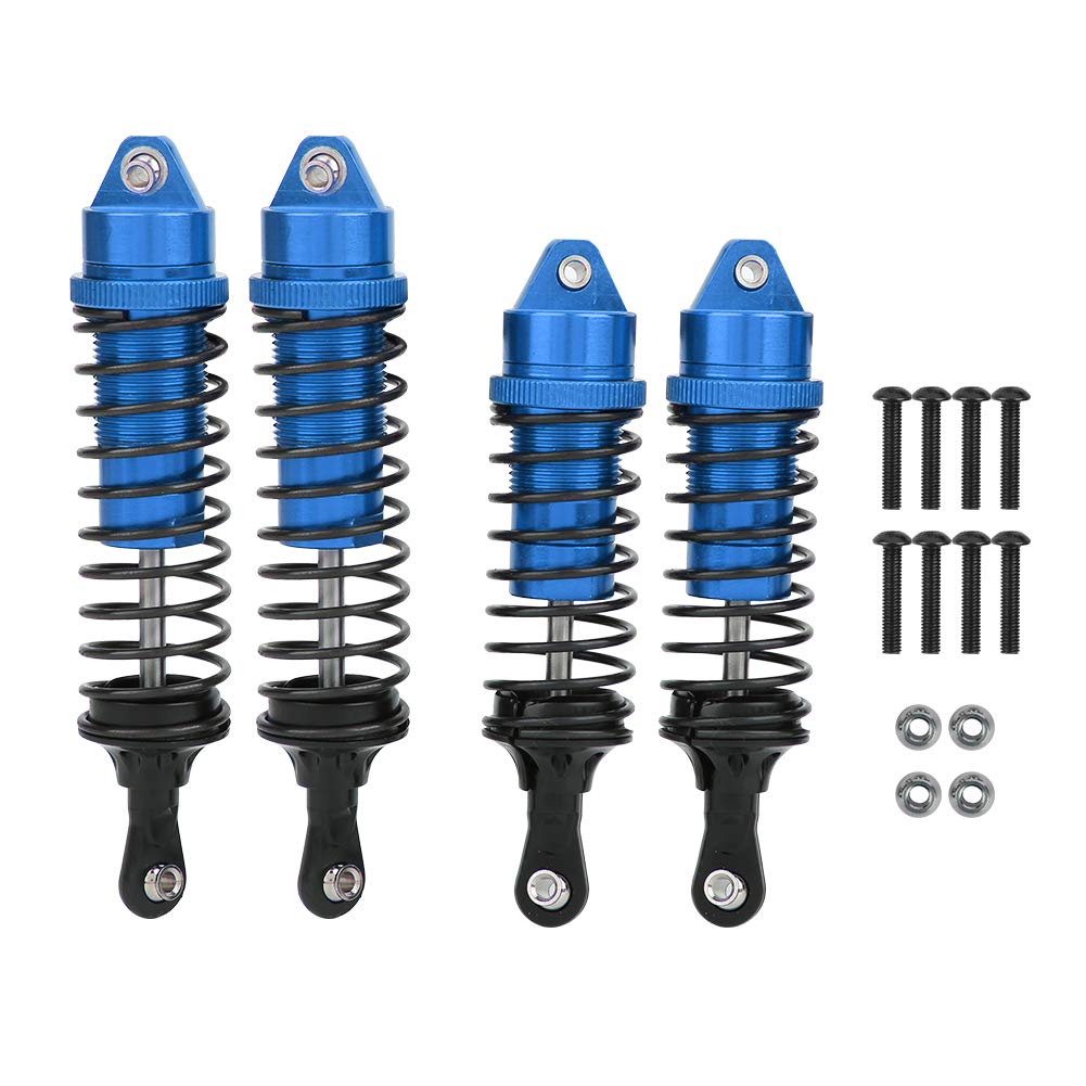 RC -Autos Stoßdämpfer Streben Dämpfer Aluminiumlegierung Einstellbare Spannungsschockdämpfungsleistung für 1/10 Schrägstrich RC -Auto vorne Heck 4 pcs Blau rotes Licht Kaffee (Blau) von plplaaoo