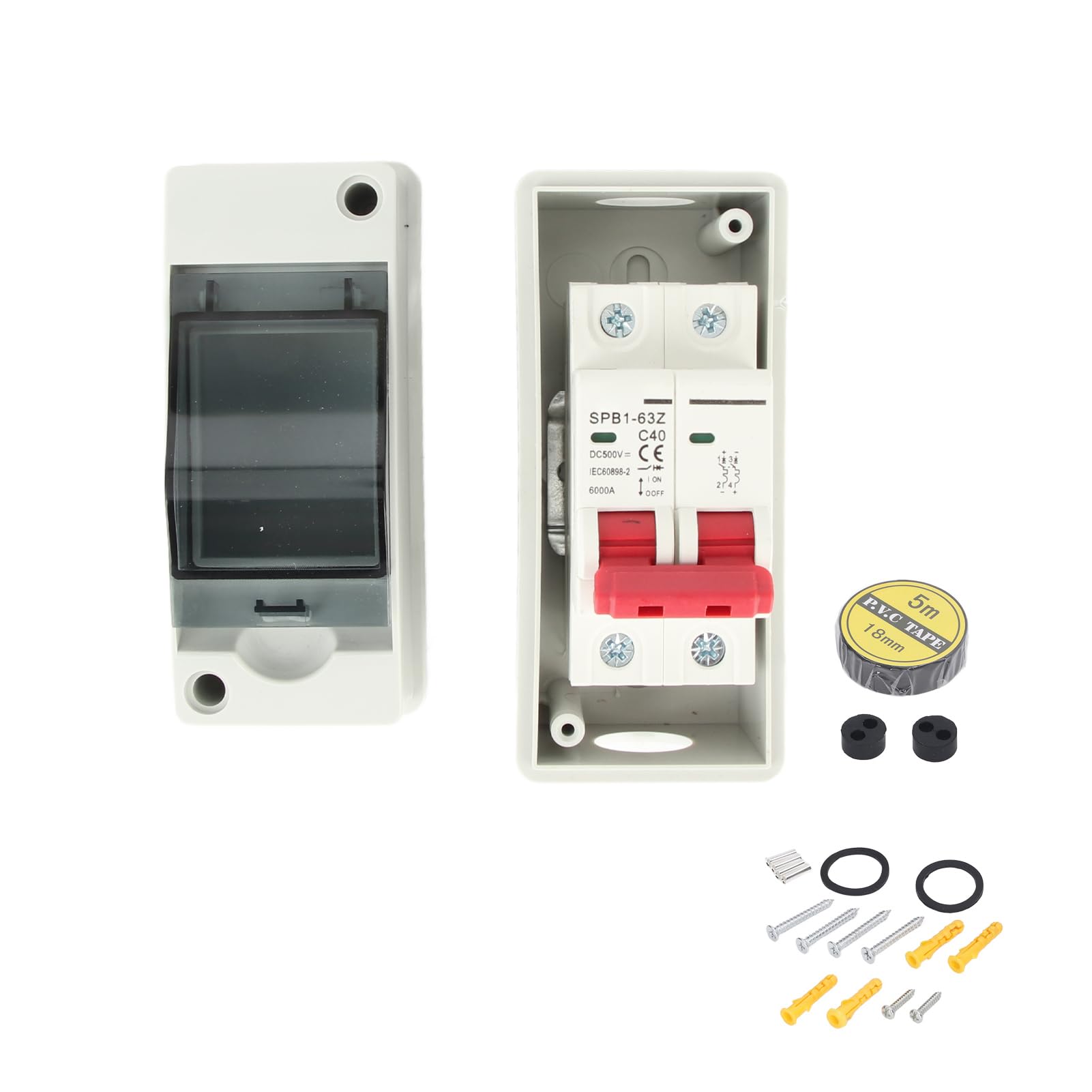 plplaaoo DC500V Photovoltaik-DC-Trennschalter, PV-Solar-Trennschalter, Mikro-Unterbrechungsschalter mit wasserdichtem IP65-Verteilerkasten, verwendet in Solar-Photovoltaik-Stromerzeugungssy (40A) von plplaaoo