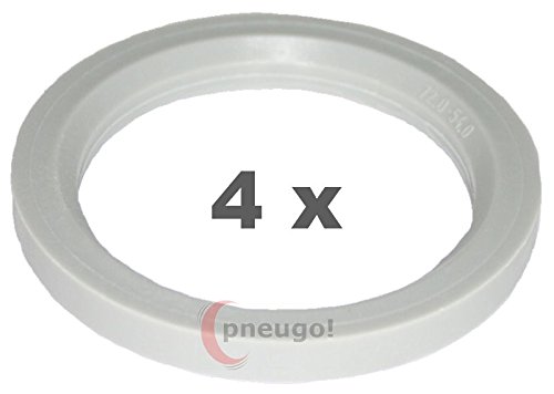 4 x Zentrierringe, Kunststoff 72.0mm auf 54.0mm hellgrau von pneugo!