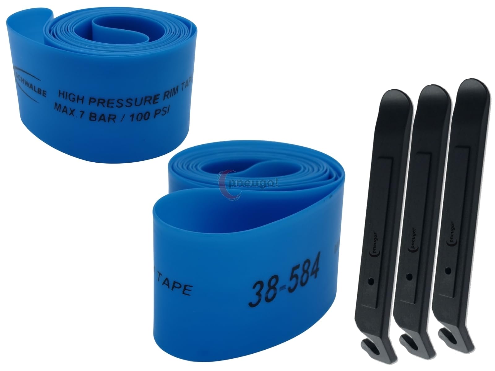 pneugo! Set 2 x Schwalbe Felgenband Super HP 27.5 Zoll 38-584 (B: 38mm D: 584mm) + 3 Reifenheber von pneugo!