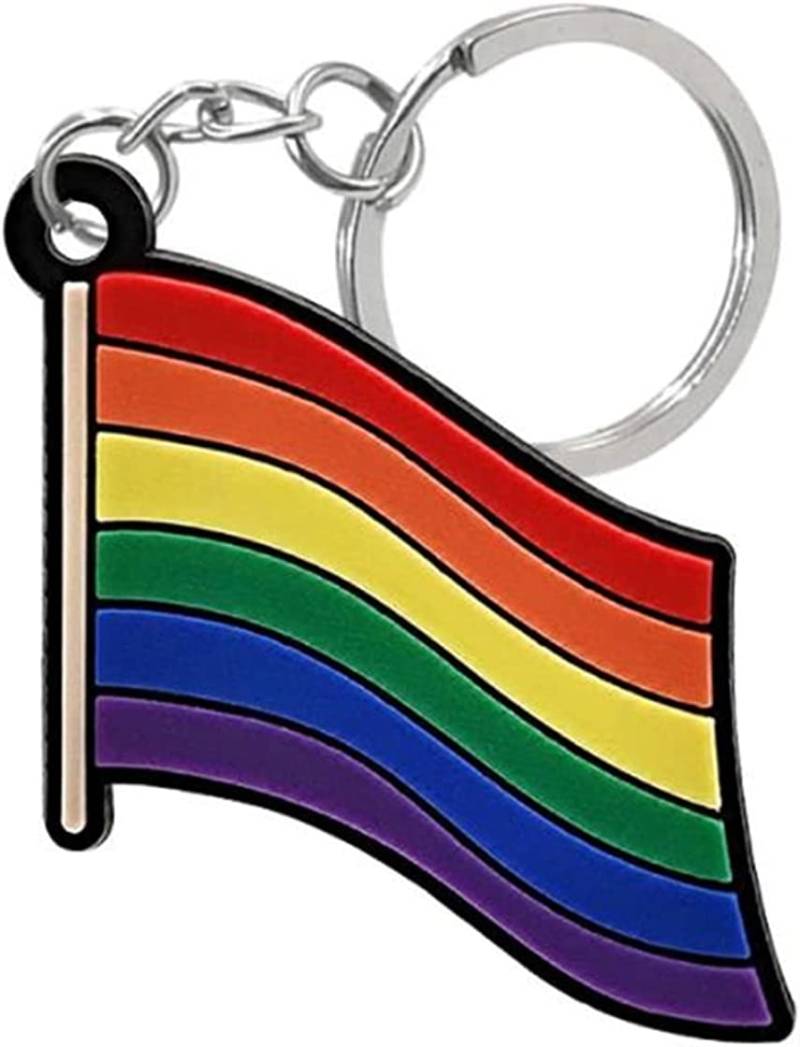 pologmase Regenbogen-Flagge Kaychain Bisexueller Stolz Schlüsselanhänger PVC Regenbogen Gay Pride Flagge Schlüsselanhänger Gay Pride Geschenke für Männer Frauen, Mehrfarbig, F von pologmase