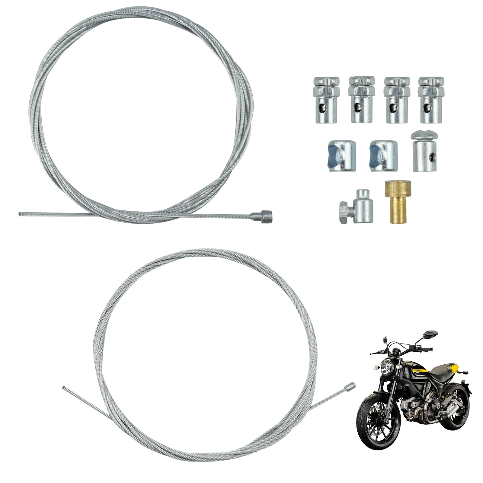 ‎posionks 1 Set 2M Motorrad Kupplungsseil Fahrrad Bremszug Kupplungskabel Kupplungszug Reparaturset mit 9x Nippel Motorrad Universal Seilzug für Mofa, Fahrrad,Quad, Enduro, Elektro Roller von posionks